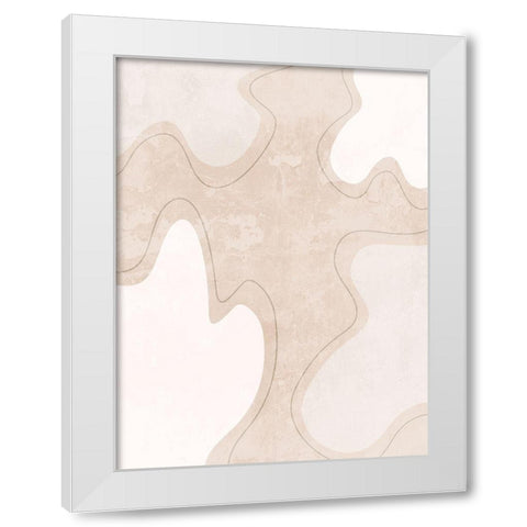 Faded Curves White Modern Wood Framed Art Print by Adebowale