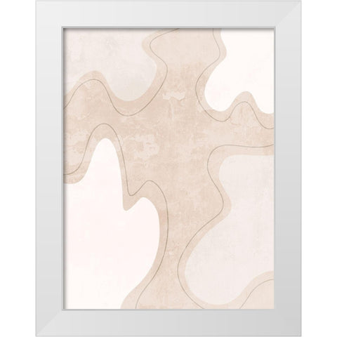 Faded Curves White Modern Wood Framed Art Print by Adebowale