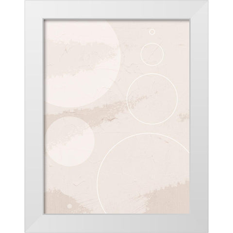 Round and Round White Modern Wood Framed Art Print by Adebowale