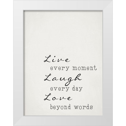 Live Laugh Love White Modern Wood Framed Art Print by Adebowale