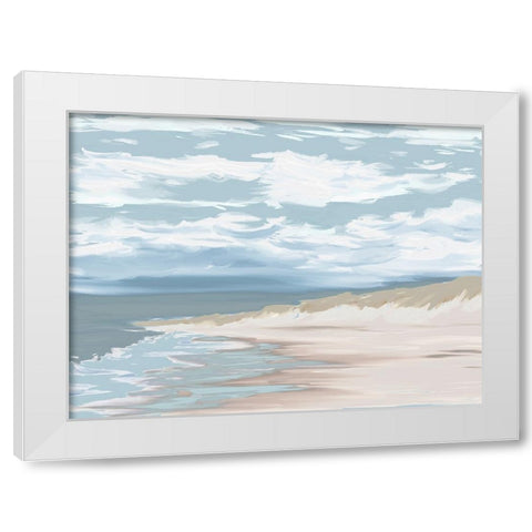 Sand On The Beach White Modern Wood Framed Art Print by Adebowale