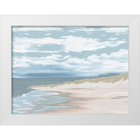 Sand On The Beach White Modern Wood Framed Art Print by Adebowale
