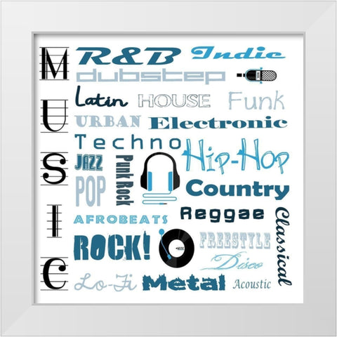 Music 1 White Modern Wood Framed Art Print by Adebowale