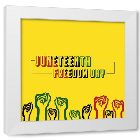 Till Were All Free White Modern Wood Framed Art Print by Adebowale