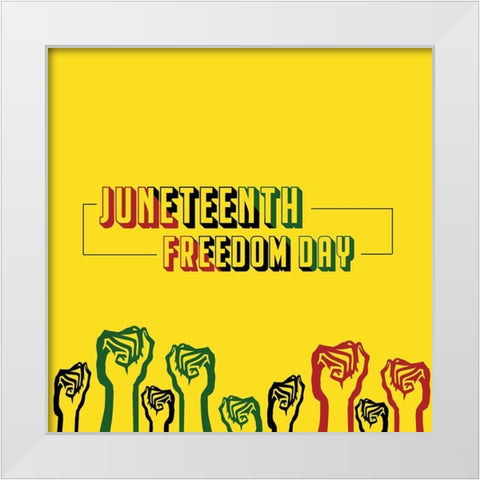 Till Were All Free White Modern Wood Framed Art Print by Adebowale