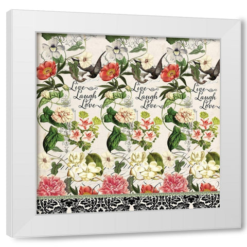 Floral Curtain White Modern Wood Framed Art Print by Art Creations