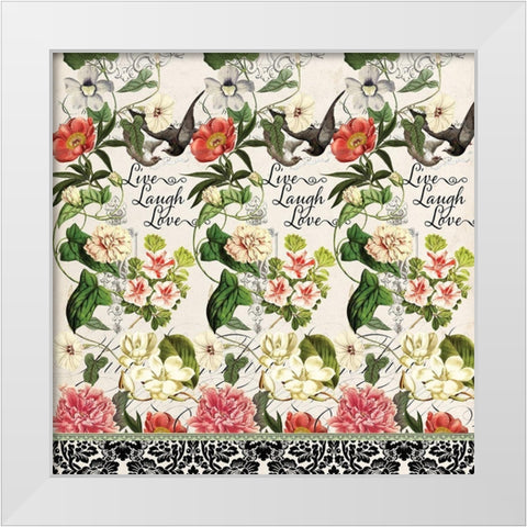 Floral Curtain White Modern Wood Framed Art Print by Art Creations