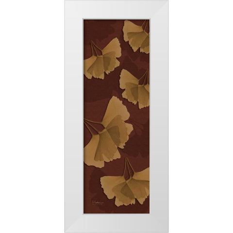 Leaves Brown on Red White Modern Wood Framed Art Print by Koetsier, Albert