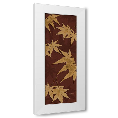 Leaves Brown on Red 2 White Modern Wood Framed Art Print by Koetsier, Albert