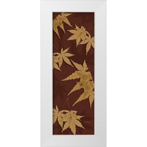 Leaves Brown on Red 2 White Modern Wood Framed Art Print by Koetsier, Albert