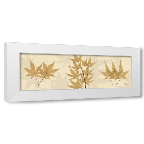 Leaves Tan on Beige White Modern Wood Framed Art Print by Koetsier, Albert