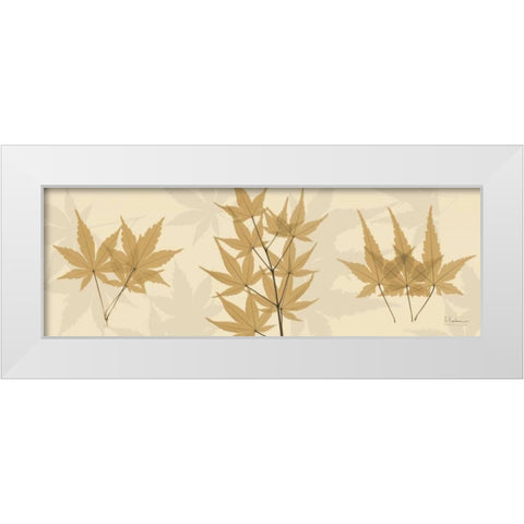 Leaves Tan on Beige White Modern Wood Framed Art Print by Koetsier, Albert