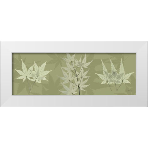 Leaves on Green White Modern Wood Framed Art Print by Koetsier, Albert