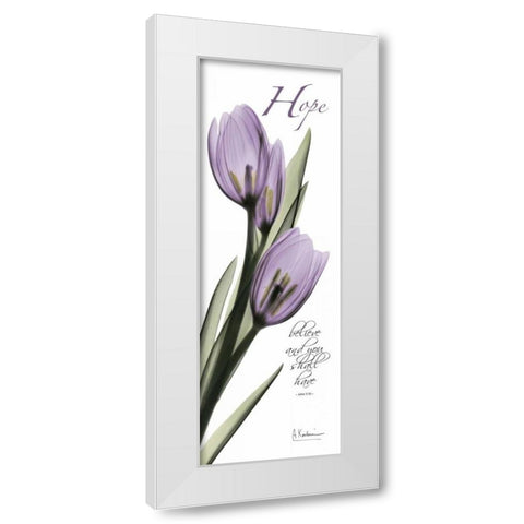 Tulips in Purple - Hope White Modern Wood Framed Art Print by Koetsier, Albert