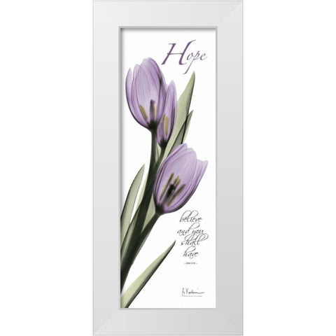 Tulips in Purple - Hope White Modern Wood Framed Art Print by Koetsier, Albert