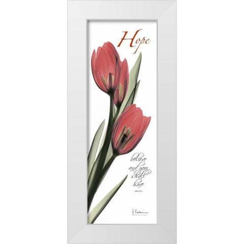 Tulips in Red  - Hope White Modern Wood Framed Art Print by Koetsier, Albert