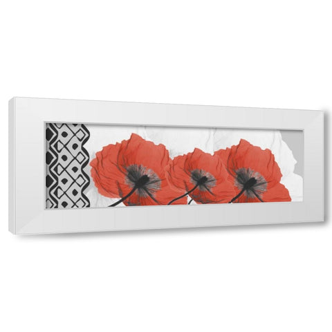 Poppies L167 White Modern Wood Framed Art Print by Koetsier, Albert