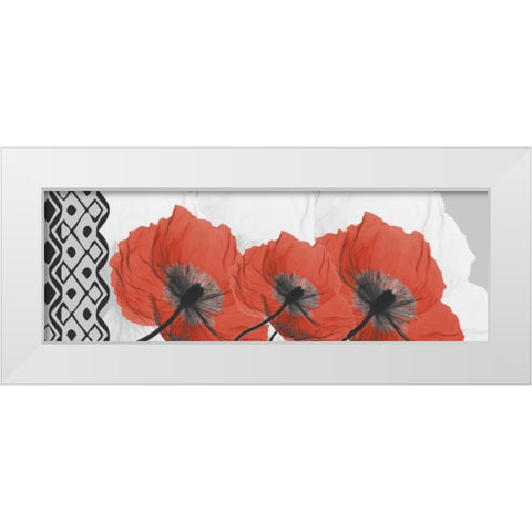 Poppies L167 White Modern Wood Framed Art Print by Koetsier, Albert