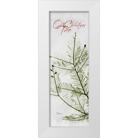 O Christmas Evergreen White Modern Wood Framed Art Print by Koetsier, Albert