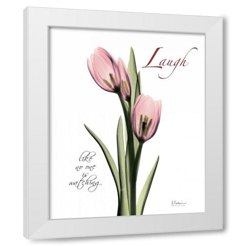 Tulip in Pink - Laugh White Modern Wood Framed Art Print by Koetsier, Albert