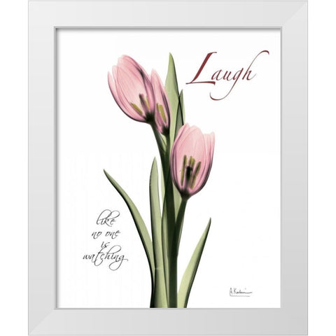 Tulip in Pink - Laugh White Modern Wood Framed Art Print by Koetsier, Albert