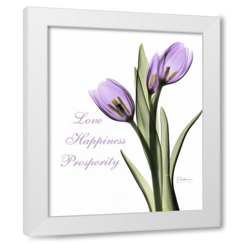 Purple Tulips Love Happiness White Modern Wood Framed Art Print by Koetsier, Albert