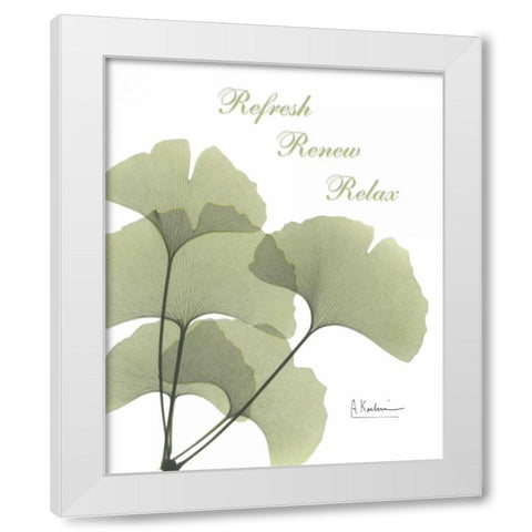 Ginkgo in Green - Mind Body White Modern Wood Framed Art Print by Koetsier, Albert