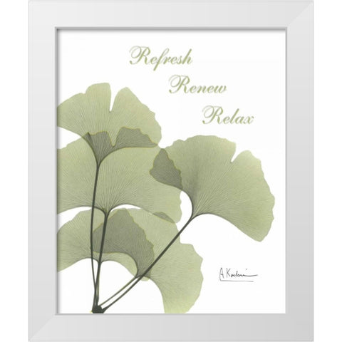 Ginkgo in Green - Mind Body White Modern Wood Framed Art Print by Koetsier, Albert