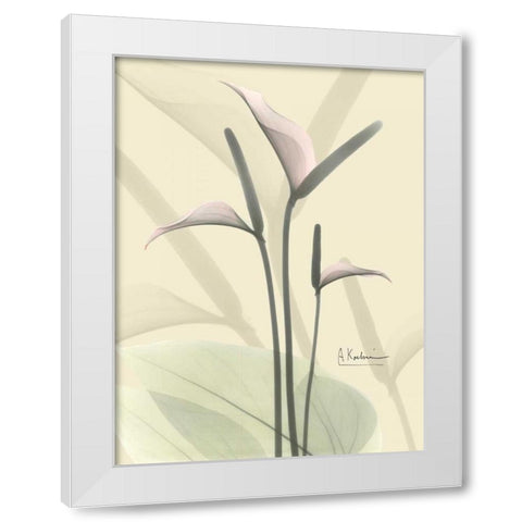 Flamingo in Color on Beige White Modern Wood Framed Art Print by Koetsier, Albert