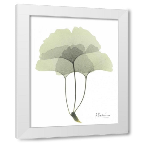 Gingko in Pale Green 3 White Modern Wood Framed Art Print by Koetsier, Albert