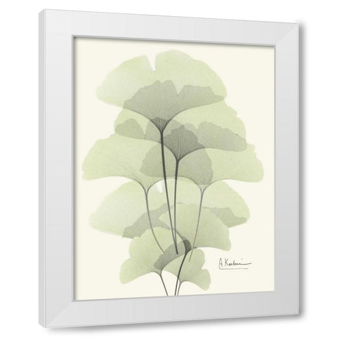 Gingko Leaves in Green 2 White Modern Wood Framed Art Print by Koetsier, Albert