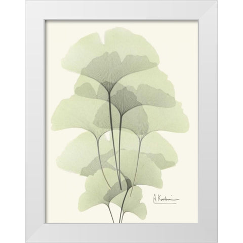 Gingko Leaves in Green 2 White Modern Wood Framed Art Print by Koetsier, Albert