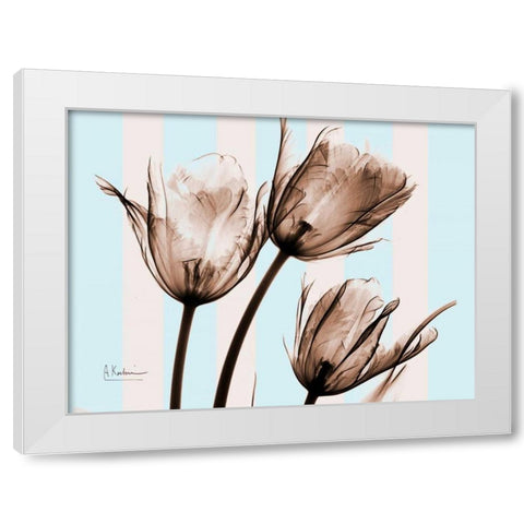 Tulips Brown on Blue White Modern Wood Framed Art Print by Koetsier, Albert