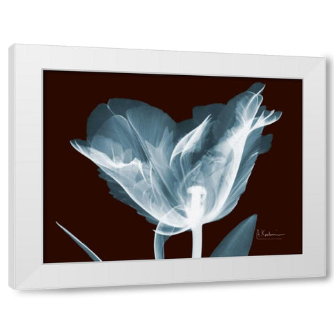 Single Tulip Blue on Red White Modern Wood Framed Art Print by Koetsier, Albert