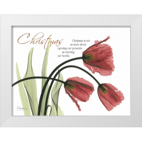 Christmas Tulips White Modern Wood Framed Art Print by Koetsier, Albert