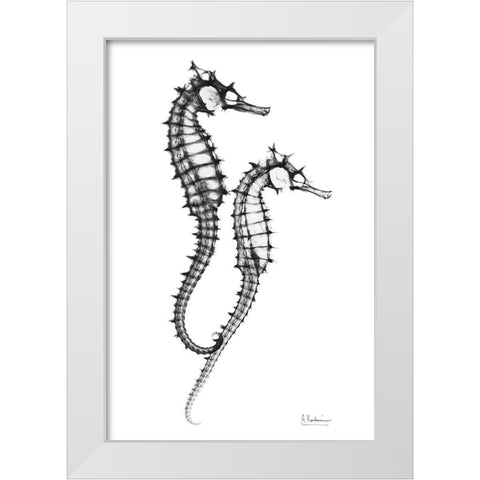Two Horses White Modern Wood Framed Art Print by Koetsier, Albert