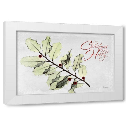 Xmas Holly L297 White Modern Wood Framed Art Print by Koetsier, Albert