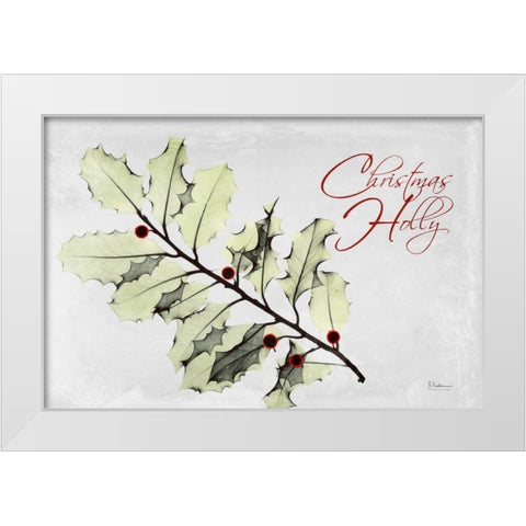 Xmas Holly L297 White Modern Wood Framed Art Print by Koetsier, Albert