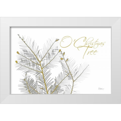 O Christmas Evergreen White Modern Wood Framed Art Print by Koetsier, Albert