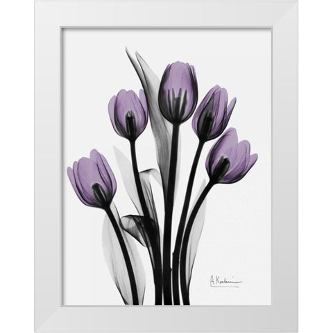 Five Tulips in Purple White Modern Wood Framed Art Print by Koetsier, Albert