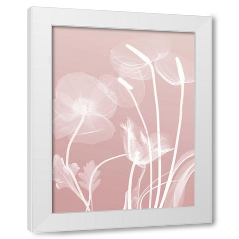 Pink Flora 6 White Modern Wood Framed Art Print by Koetsier, Albert