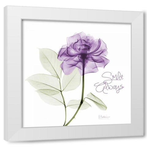 Smile Always Purple White Modern Wood Framed Art Print by Koetsier, Albert