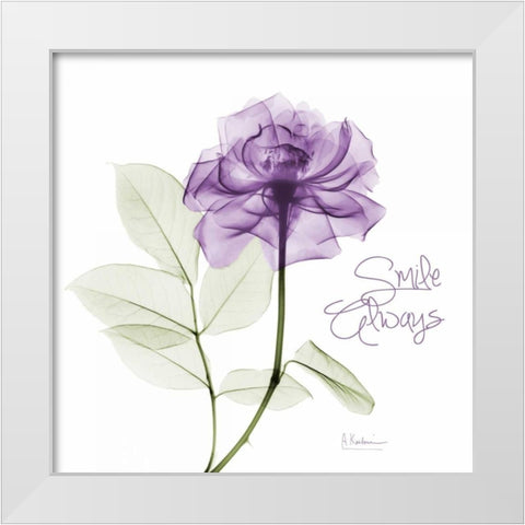 Smile Always Purple White Modern Wood Framed Art Print by Koetsier, Albert