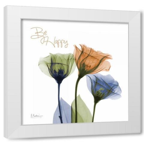 Gentian Be Happy White Modern Wood Framed Art Print by Koetsier, Albert