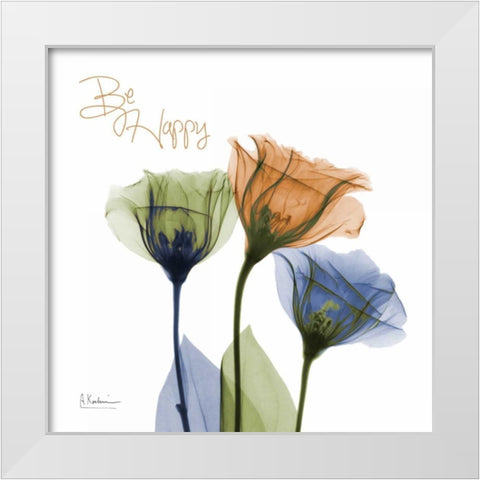 Gentian Be Happy White Modern Wood Framed Art Print by Koetsier, Albert