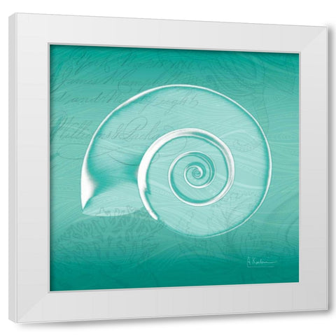 Aqua Ramshorn White Modern Wood Framed Art Print by Koetsier, Albert