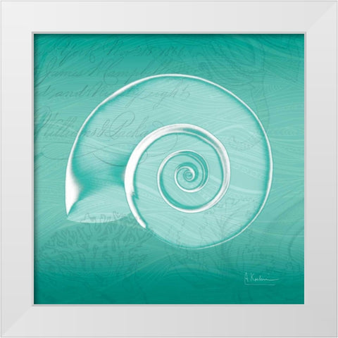 Aqua Ramshorn White Modern Wood Framed Art Print by Koetsier, Albert