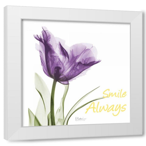 Smile Always Tulip White Modern Wood Framed Art Print by Koetsier, Albert