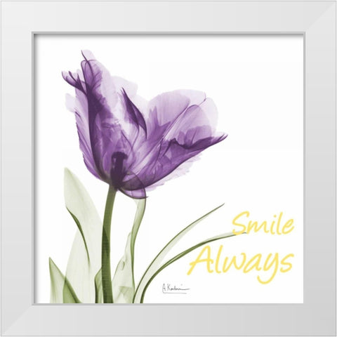 Smile Always Tulip White Modern Wood Framed Art Print by Koetsier, Albert