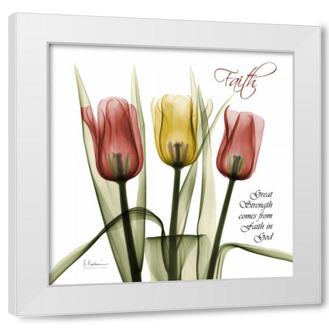 Faith Tulips White Modern Wood Framed Art Print by Koetsier, Albert